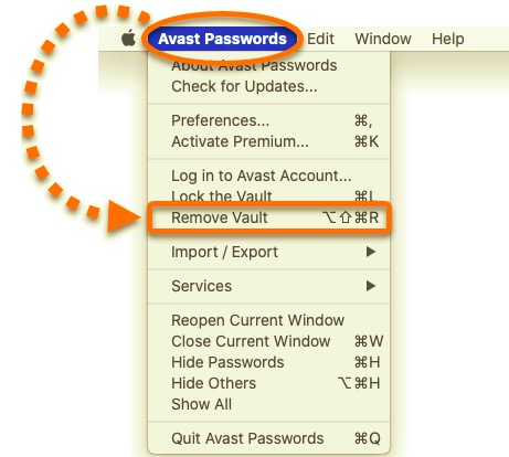 أعد تعيين Avast Passwords على نظام Mac
