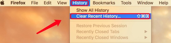 Limpar histórico recente no Firefox no Mac