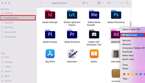 قم يدويًا بإلغاء تثبيت Adobe XD على جهاز Mac