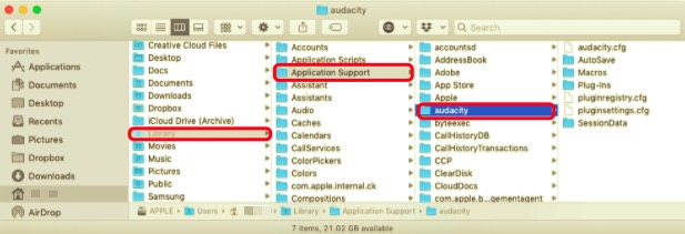 Удалите Audacity на Mac вручную со всеми связанными файлами
