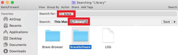Удалить файлы, связанные с Brave