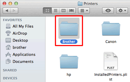 Ręcznie usuń sterownik drukarki Brother z komputera Mac