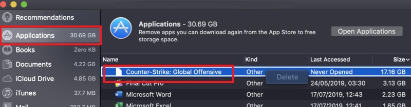 Вручную удалить Counter-Strike на Mac