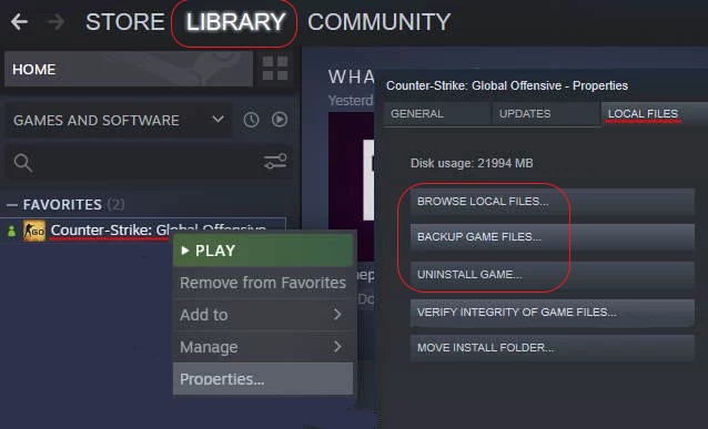 Uninstall Counter-Strike from Steam