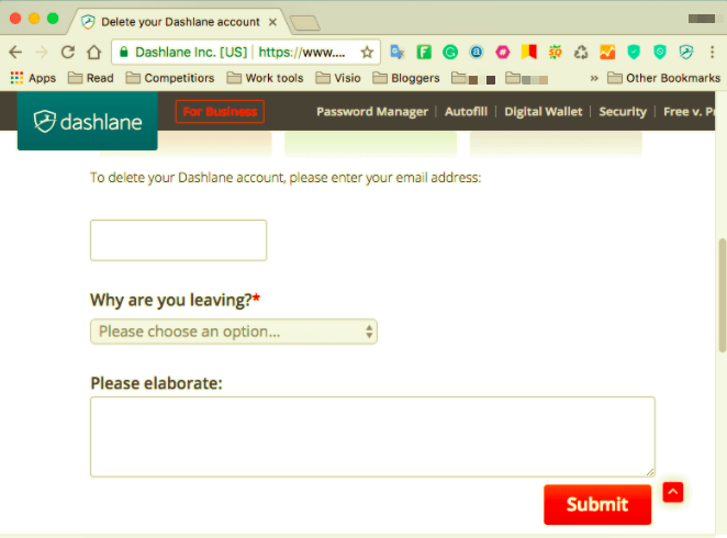 Delete Dashlane Account on Mac