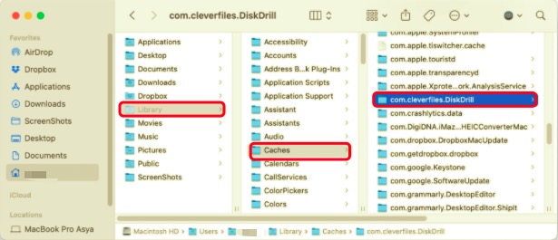 Odinstaluj Disk Drill na komputerze Mac z plikami serwisowymi