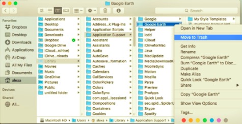 Uninstall Google Earth on Mac Manually