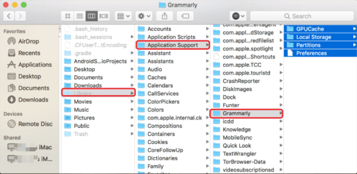 Desinstalar manualmente o Grammarly no Mac com todos os arquivos de serviço