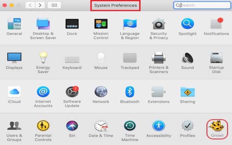 Remove Growl from System Preferences
