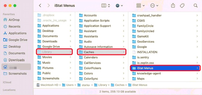 Удаление меню iStat на Mac вручную