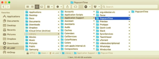 Desinstalar manualmente o Popcorn Time no Mac