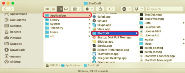 Handmatig StarCraft verwijderen van Mac met resterende bestanden