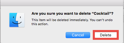Delete to Uninstall Cocktail on Mac