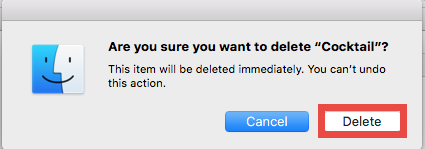 Mac에서 Cocktail을 제거하려면 삭제