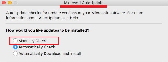 Desative o Microsoft AutoUpdate