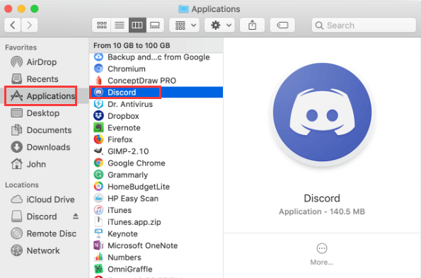 Удалите Discord с Mac вручную