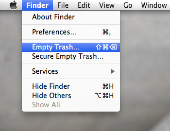 Empty Trash to Uninstall MainMenu Pro