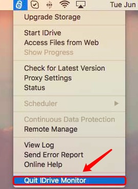 Quit IDrive Monitor Before the Uninstallation