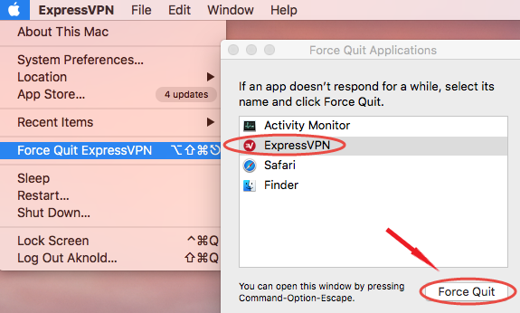 Force Quit ExpressVPN Before You Remove It