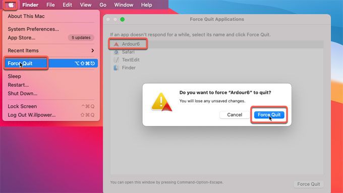 Force Quit and Uninstall Ardour on Mac