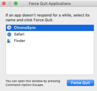 Manually Force Quit Chronosync