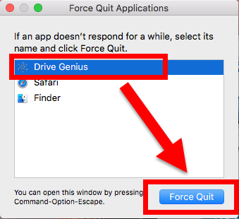 Mac에서 Drive Genius를 제거하려면 강제 종료