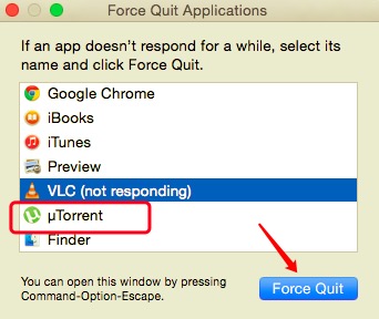 Force Quit µtorrent Via Activity Monitor