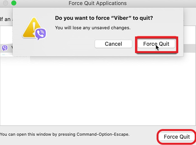 Force Quit Viber