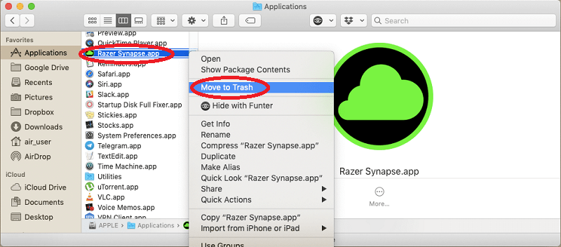 Delete Razer Synapse on Mac Manually