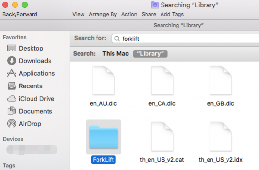 Удалить остатки, чтобы удалить ForkLift на Mac