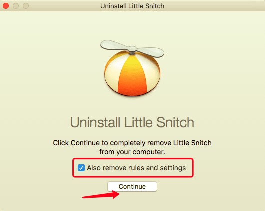 Odinstaluj Little Snitch na Macu za pomocą jego deinstalatora