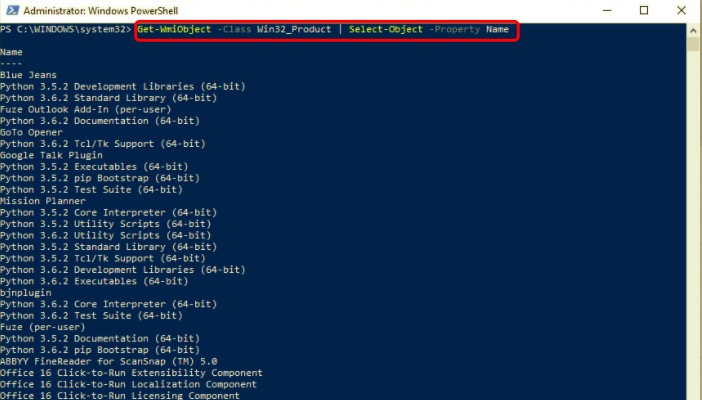 Encontre programas instalados no PowerShell