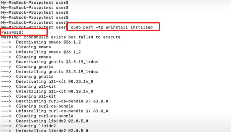 قم بإلغاء تثبيت MacPorts على نظام Mac باستخدام Terminal