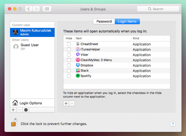 Изменение программ автозагрузки на Mac вручную