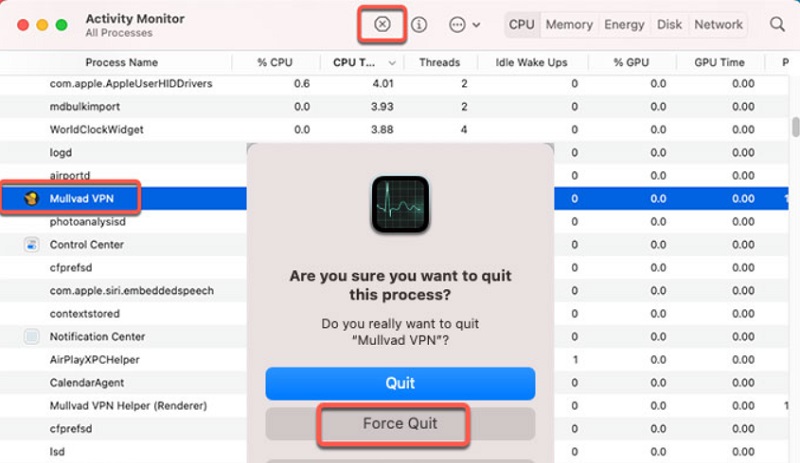 تخلص من Mullvad VPN من Mac يدويًا