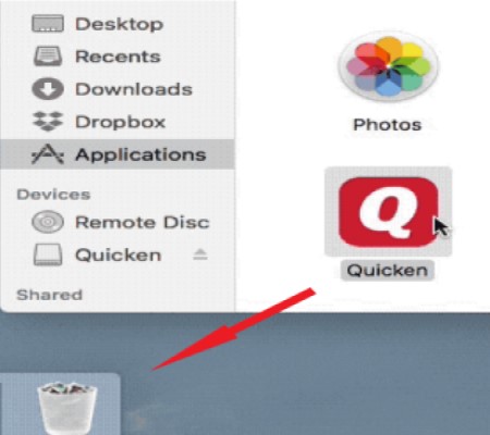在 Mac 上手动卸载 Quicken