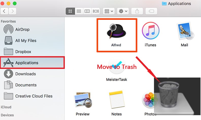 Manually Uninstall Alfred on Mac