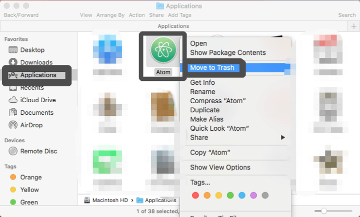 Manually Uninstall Atom on Mac