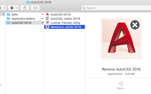 在 Mac 上手动卸载 AutoCAD