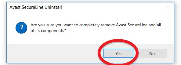 Uninstall Avast Secureline VPN on Windows PC