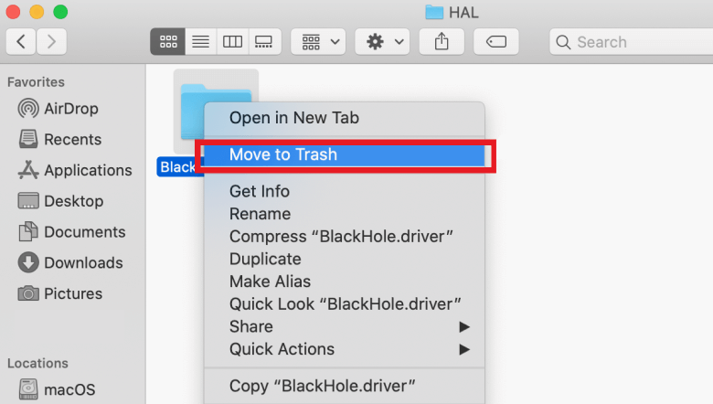 Desinstalar manualmente o BlackHole no Mac