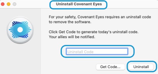 Desinstale manualmente o Covenant Eyes no Mac