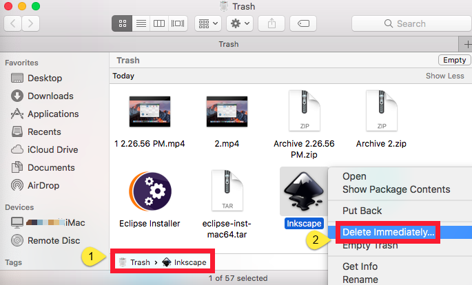 Ręcznie odinstaluj Inkscape na Macu