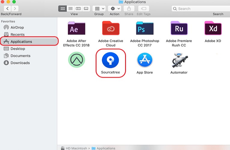 Deinstallieren Sie Sourcetree manuell auf dem Mac
