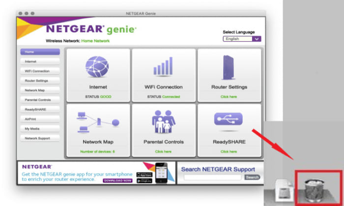 Desinstale manualmente o NETGEAR Genie no Mac