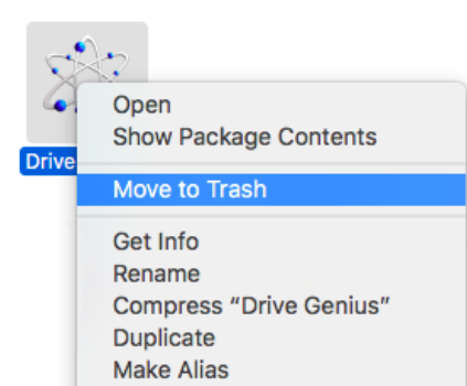 Uninstall Drive Genius by Moving to Trash 