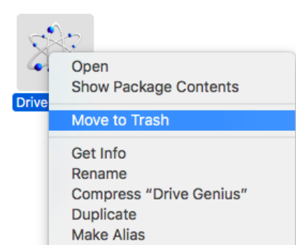 Удалите Drive Genius, переместив его в корзину