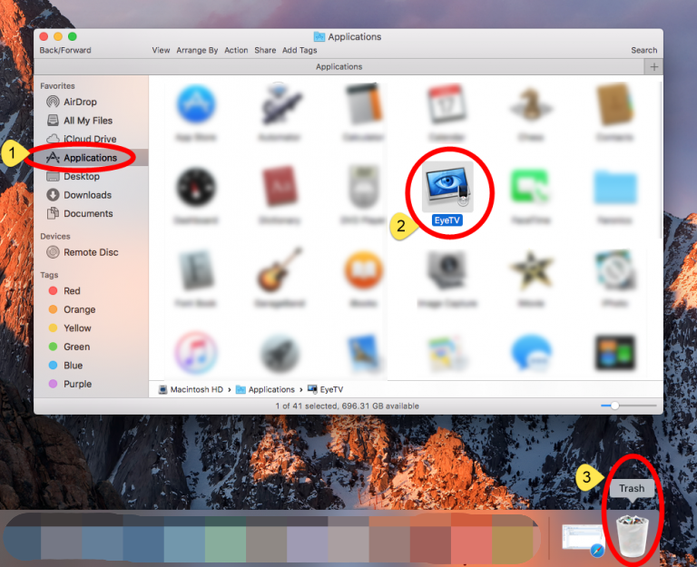 Uninstall EyeTV By Moving It to Trash