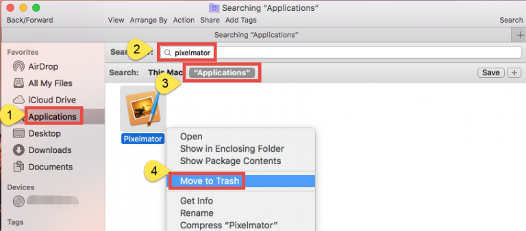Удалите Pixelmator, переместив его в корзину