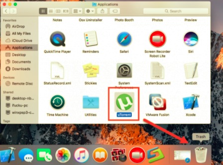 Hoe uTorrent op Mac te verwijderen via de Prullenbak